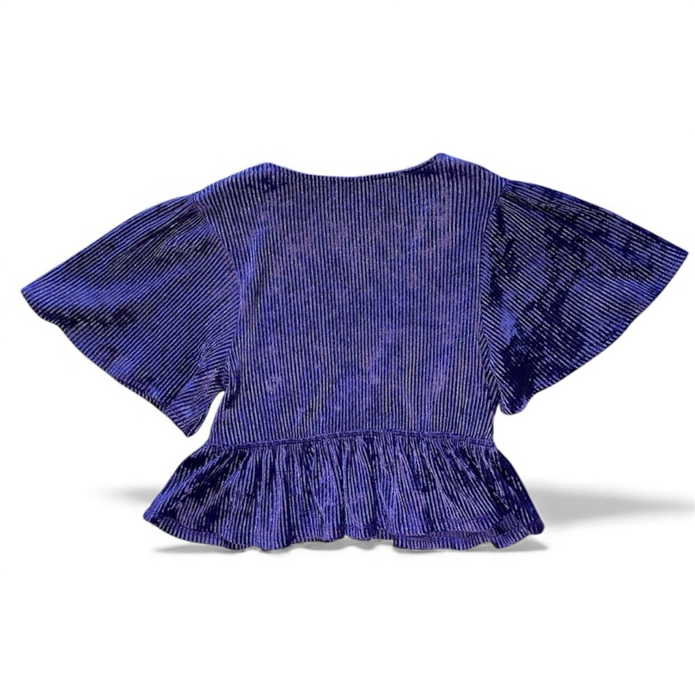 Urban Outfitters Royal Blue Velvet VNeck Crop Top - Picture 2 of 7